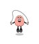 brain mascot cartoon is playing skipping rope