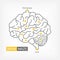 Brain maze . Creative idea concept . Outline of cerebrum cerebellum and brainstem . Flat design