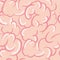 Brain meanders seamless pattern. Abstract design of pink brain tissues convolutions creative anatomical.