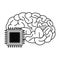 Brain with a microchip black and white