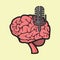 brain with microphone. Vector illustration decorative design