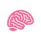 Brain pink color side view icon, intellect symbol