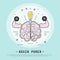 Brain power vector illustration. Modern flat thin line icon design. Brain power mind concept. Brain and bulb icons