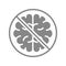 Brain with prohibition sign, stop thinking gray icon. Transplantation symbol.