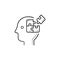 Brain puzzle hand drawn outline doodle icon.