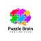 Brain puzzle logo template design vector in isolated background. Autism awareness concept logo for charitable organization,