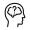 Brain question mark icon vector outline illustration