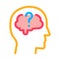 Brain question mark icon vector outline illustration