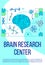 Brain research center poster flat silhouette vector template