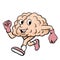 Brain running with shoes cartoon