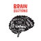 Brain sections. Funny typographic poster. Vector design.