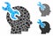 Brain service wrench Mosaic Icon of Unequal Items