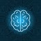Brain Shape Icon Over Blue Circuit Motherboard Background Top View