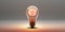 Brain shaped filament light bulb. Conceptual illustration for idea