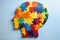 Brain shaped puzzle paper world mental health day, world Parkinson day concept. Generative AI