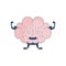 Brain Showing Strong Biceps Comic Character Representing Intellect And Intellectual Activities Of Human Mind Cartoon