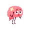 Brain sick body organ character sad vector cranium