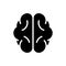 Brain silhouette icon. Outline symmetrical human organ. Comprehension pictogram. Cartoon black illustration of mind, intellect,