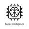 Brain Simulation vector outline Icon Design illustration. Artificial Intelligence Symbol on White background EPS 10 File