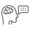 Brain speech therapist icon, outline style