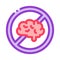 Brain Strikethrough Mark Icon Outline Illustration