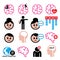 Brain stroke health medical icons - brain injury, brain damage concept