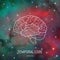 Brain structure. Cerebral cortex, temporal lobe scientific medical neuro biology illustration in front of outer space