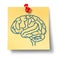 Brain symbol on yellow office note