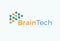 Brain tech logo concept for futuristic science and medical innovate technology. Computer chip icon for digital neural