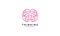 Brain think mind line abstract pink idea logo vector icon illustration design