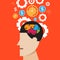 Brain thinking success, business time concept vector