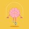 Brain training with rope jumping flat design. Creative idea concept
