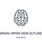 brain upper view outline icon vector from body parts collection. Thin line brain upper view outline outline icon vector