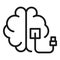 Brain usb icon outline vector. Cable idea