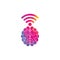 Brain and wifi logo design sign.