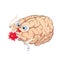 Brain with wire short circuit in cartoon style