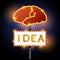 Brain and word of idea neon sign