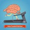 Brain working out on treadmill. Education concept