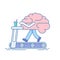 Brain Workout. The concept of brain activity. Training or sports activities on the treadmill . Vector illustration in a