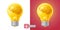 Brain In The Yellow Light Bulb 3D Icon