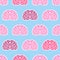 Brains seamless pattern. Background of organs of human head. Ana