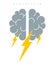 Brainstorm concept vector logo or icon, human brain and lightning bolt simple symbol.