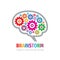 Brainstorm gears logo template design. Human brain concept sign. Creative idea icon. Inspiration innovation symbol. Education