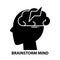 brainstorm mind icon, black vector sign with editable strokes, concept illustration