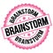 BRAINSTORM text on pink-black round stamp sign