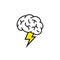 Brainstorm vector icon idea. Brain storm lighting power creative concept, mind illustration
