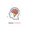 Brainstorm vector icon idea. Brain storm lighting power creative concept, mind illustration