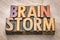 Brainstorm word abstract in wood type