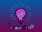 Brainstorm word with lightbulb - blue and pink digital painting of business idea concept