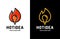 Brainstorming fire creative idea vector logo design. flame illustration with negative space light bulb icon symbol